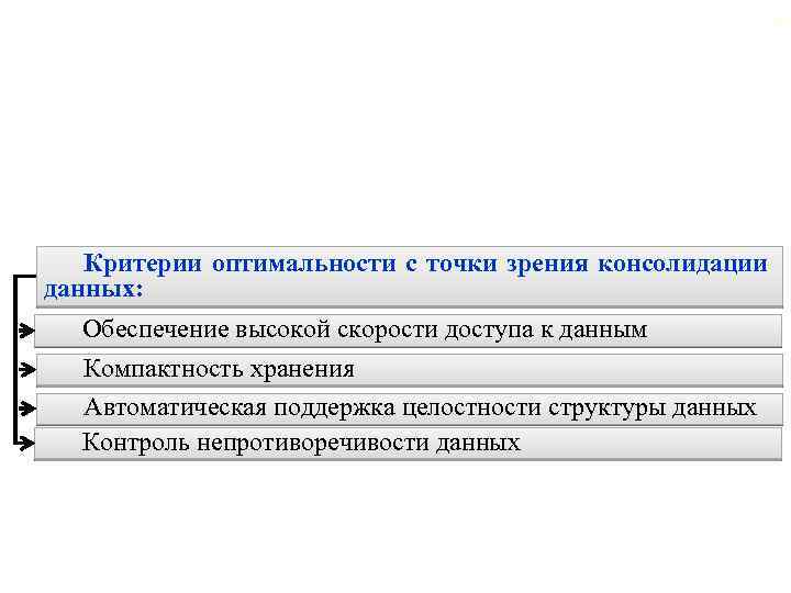 2. 1. Введение в консолидацию данных 78 Критерии оптимальности с точки зрения консолидации данных: