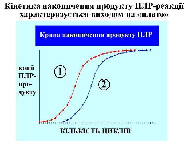 Кінетика накопичення продукту ПЛР-реакції характеризується виходом на «плато» 