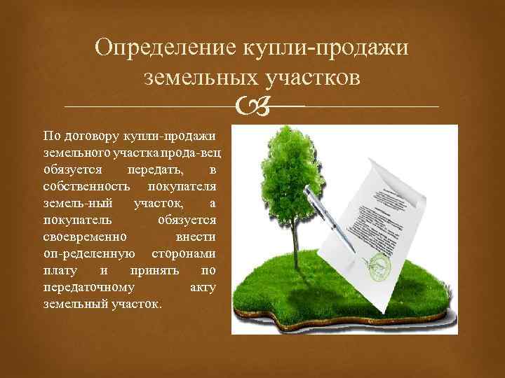 Определение купли продажи земельных участков По договору купли продажи земельного участка прода вец обязуется