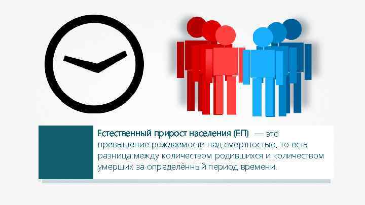 Естественный прирост населения (ЕП) — это превышение рождаемости над смертностью, то есть разница между