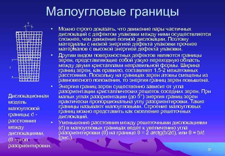 Малоугловые границы • Можно строго доказать, что движение пары частичных дислокаций с дефектом упаковки
