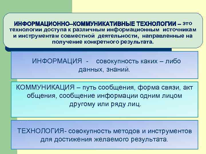 это технологии доступа к различным информационным источникам и инструментам совместной деятельности, направленные на получение