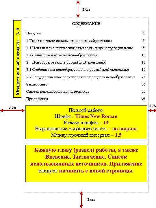 2 см Междустрочный интервал – 1, 5 СОДЕРЖАНИЕ 3 1 Теоретические основы цены и
