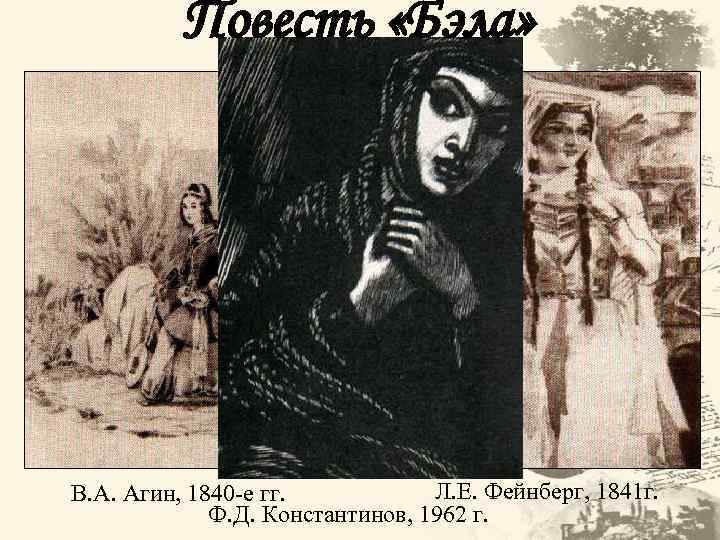 Повесть «Бэла» Л. Е. Фейнберг, 1841 г. В. А. Агин, 1840 -е гг. Ф.