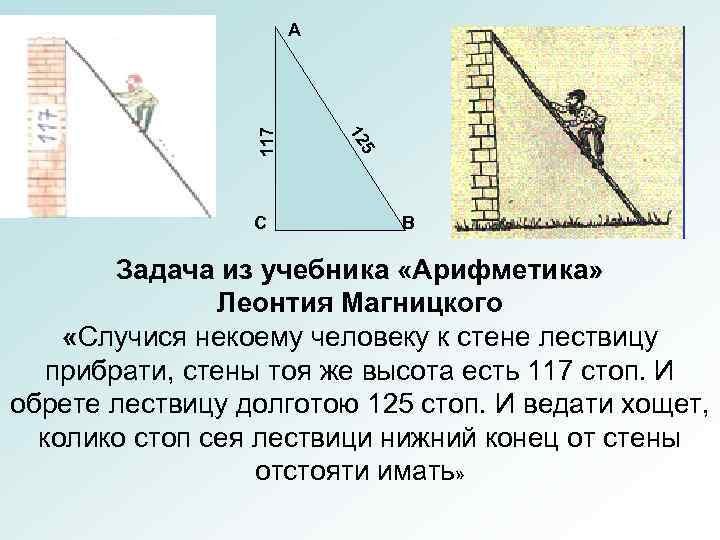 5 С 12 117 А В Задача из учебника «Арифметика» Леонтия Магницкого «Случися некоему
