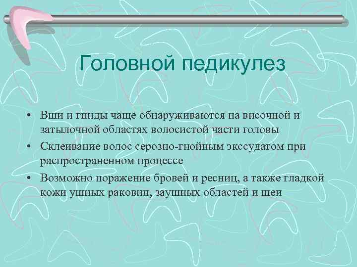 Головной педикулез • Вши и гниды чаще обнаруживаются на височной и затылочной областях волосистой