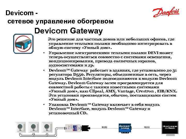 Devicom сетевое управление обогревом Devicom Gateway Это решение для частных домов или небольших офисов,