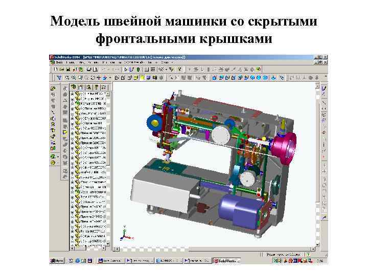Модель швейной машинки со скрытыми фронтальными крышками 