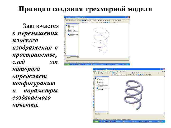 Принцип создания трехмерной модели Заключается в перемещении плоского изображения в пространстве, след от которого