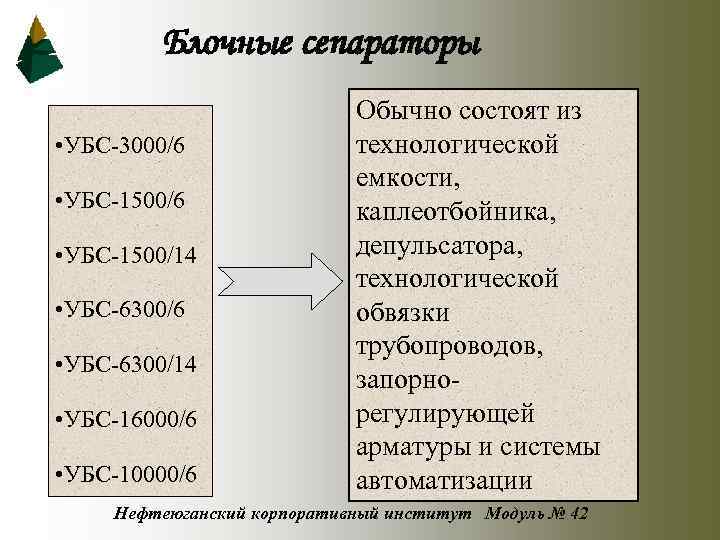Блочные сепараторы • УБС-3000/6 • УБС-1500/14 • УБС-6300/6 • УБС-6300/14 • УБС-16000/6 • УБС-10000/6