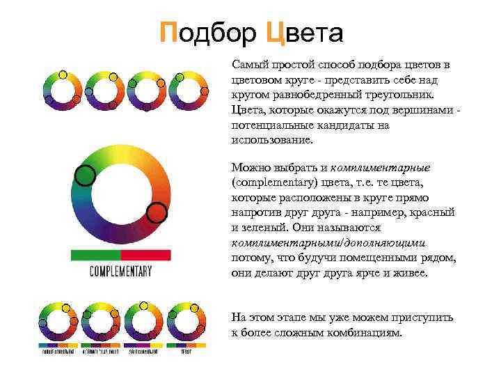 Подбор Цвета Самый простой способ подбора цветов в цветовом круге - представить себе над