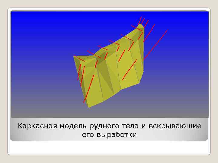 Каркасная модель рудного тела и вскрывающие его выработки 