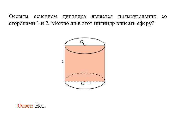 Осевым сечением цилиндра является прямоугольник со сторонами 1 и 2. Можно ли в этот