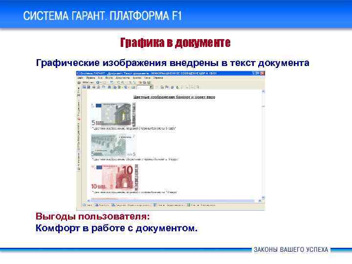 Система ГАРАНТ Платформа F 1. Основные новшества Графика в документе Графические изображения внедрены в