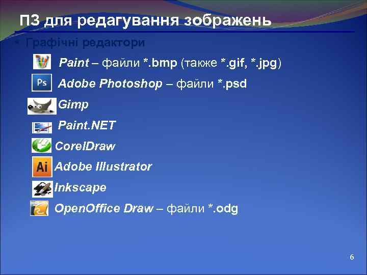 ПЗ для редагування зображень § Графічні редактори Paint – файли *. bmp (также *.