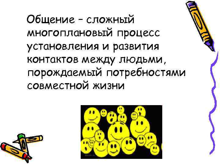 Общение – сложный многоплановый процесс установления и развития контактов между людьми, порождаемый потребностями совместной