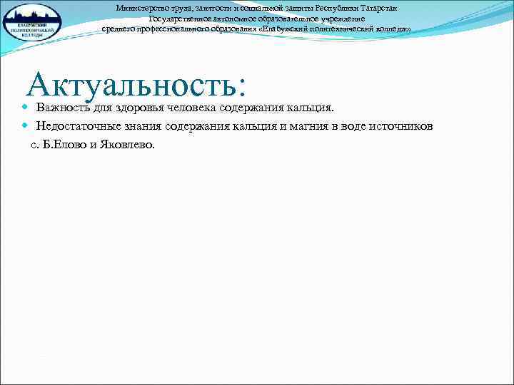 Министерство труда, занятости и социальной защиты Республики Татарстан Государственное автономное образовательное учреждение среднего профессионального