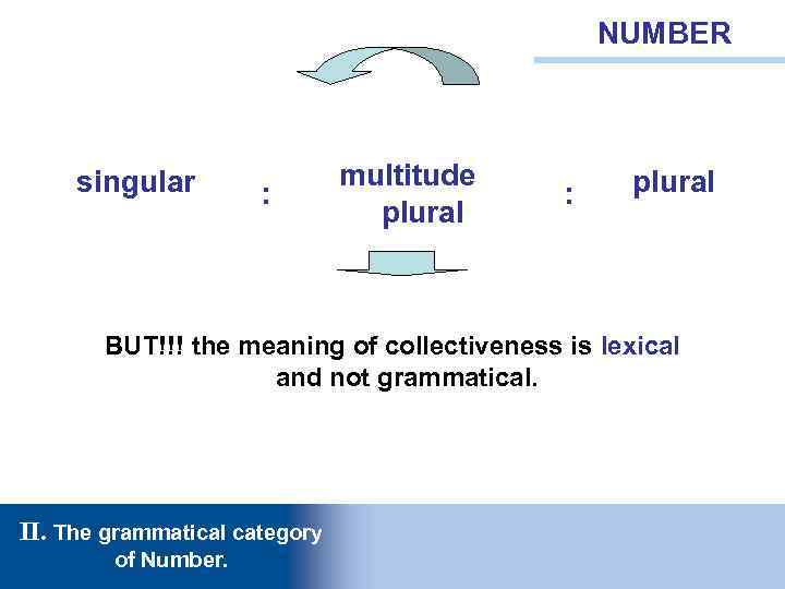 Lecture 3 The Noun 1 The Grammatical Meaning