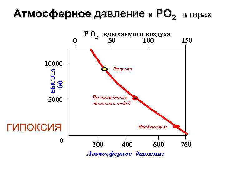 Атмосферное давление и РО 2 ГИПОКСИЯ в горах 