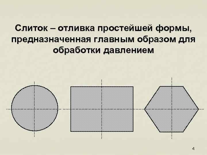 Слиток – отливка простейшей формы, предназначенная главным образом для обработки давлением 4 