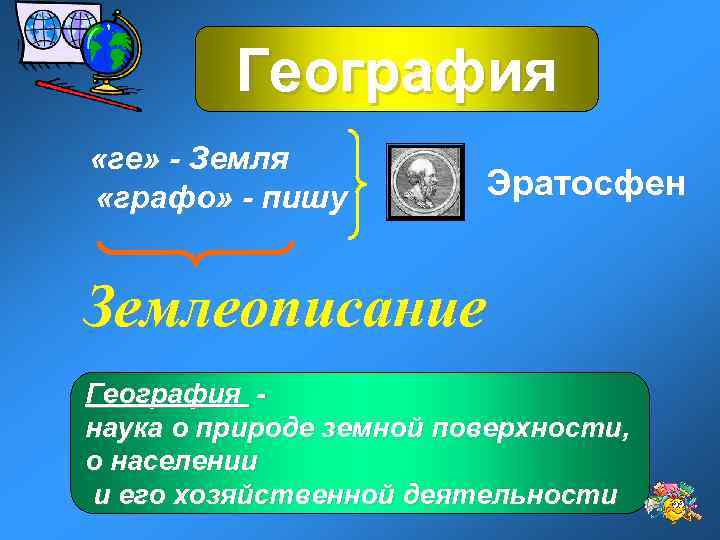 География «ге» - Земля «графо» - пишу Эратосфен Землеописание География наука о природе земной