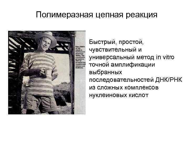 Полимеразная цепная реакция Быстрый, простой, чувствительный и универсальный метод in vitro точной амплификации выбранных