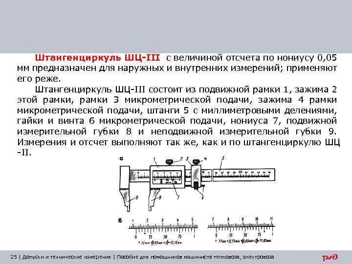 Штангенциркуль ШЦ-III с величиной отсчета по нониусу 0, 05 мм предназначен для наружных и