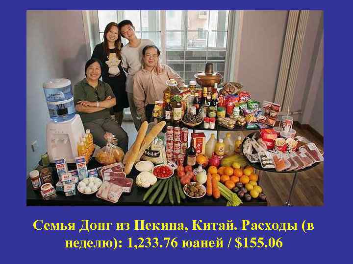Семья Донг из Пекина, Китай. Расходы (в неделю): 1, 233. 76 юаней / $155.