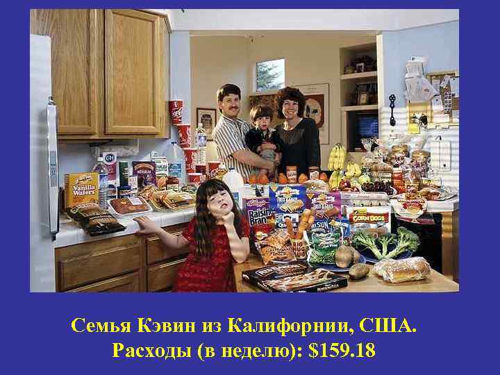 Семья Кэвин из Калифорнии, США. Расходы (в неделю): $159. 18 