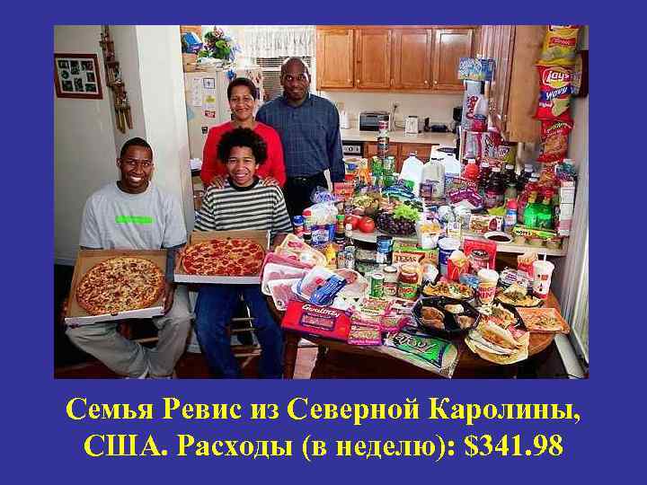 Семья Ревис из Северной Каролины, США. Расходы (в неделю): $341. 98 