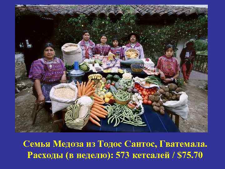 Семья Медоза из Тодос Сантос, Гватемала. Расходы (в неделю): 573 кетсалей / $75. 70