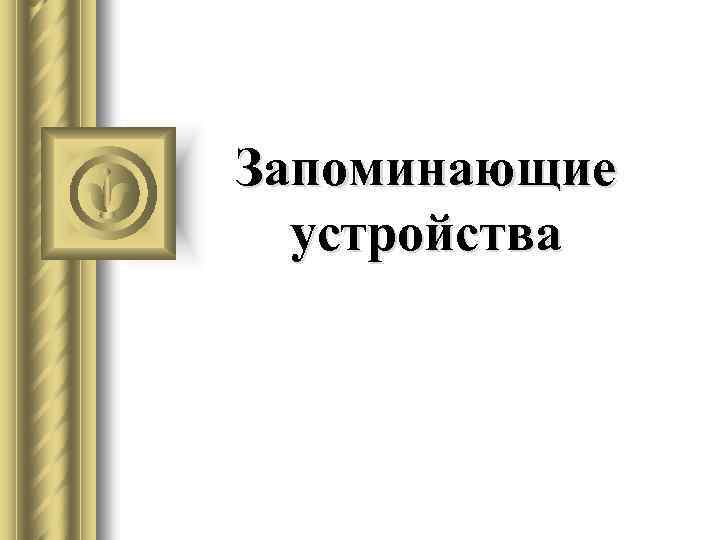 Запоминающие устройства 