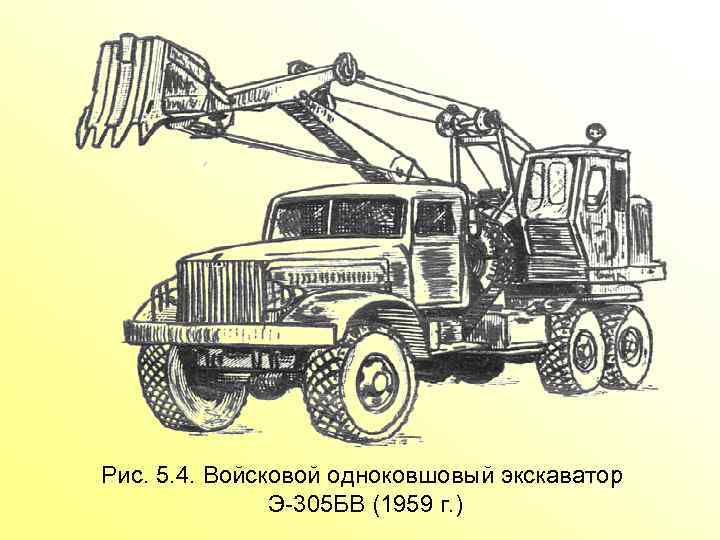 Рис. 5. 4. Войсковой одноковшовый экскаватор Э 305 БВ (1959 г. ) 