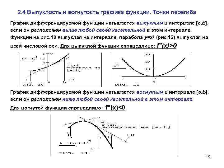 2. 4 Выпуклость и вогнутость графика функции. Точки перегиба График дифференцируемой функции называется выпуклым