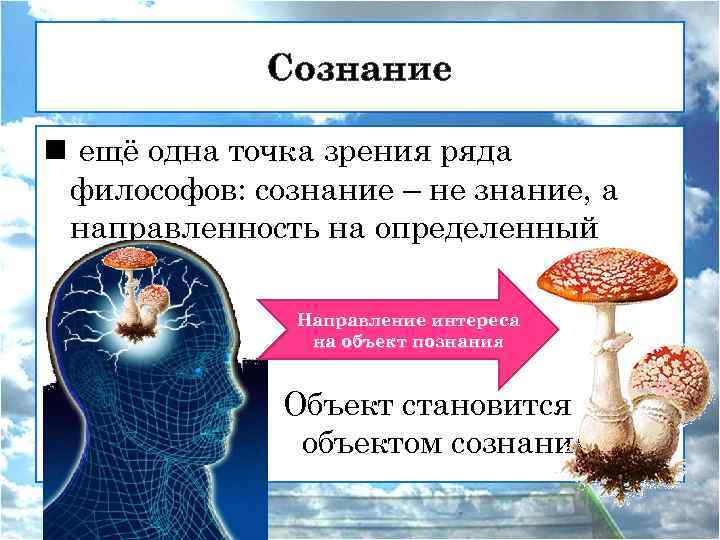 Сознание n ещё одна точка зрения ряда философов: сознание – не знание, а направленность