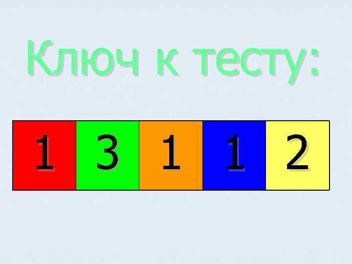 Ключ к тесту: 1 3 1 1 2 