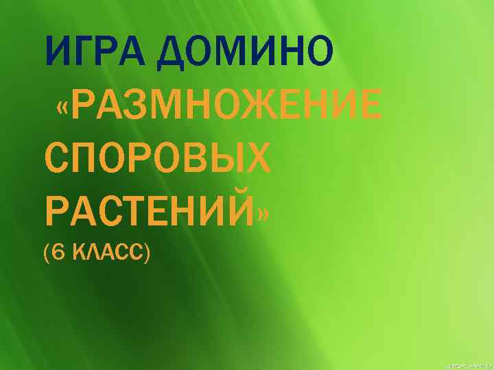 ИГРА ДОМИНО «РАЗМНОЖЕНИЕ СПОРОВЫХ РАСТЕНИЙ» (6 КЛАСС) 