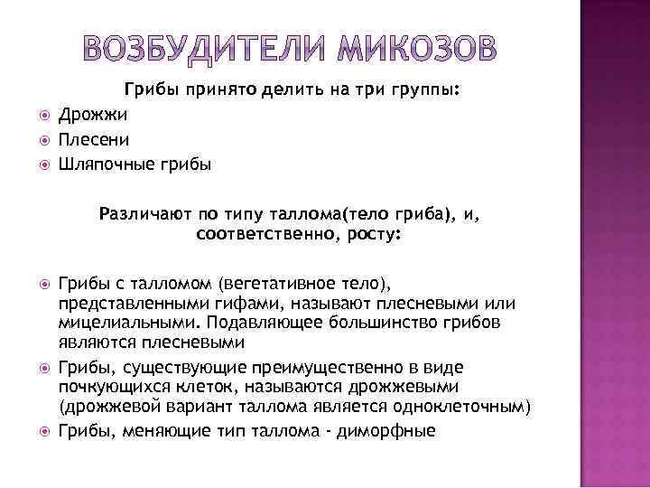  • Подавляющее большинство грибов являются плесневыми • Для определения вида гриба имеют значение
