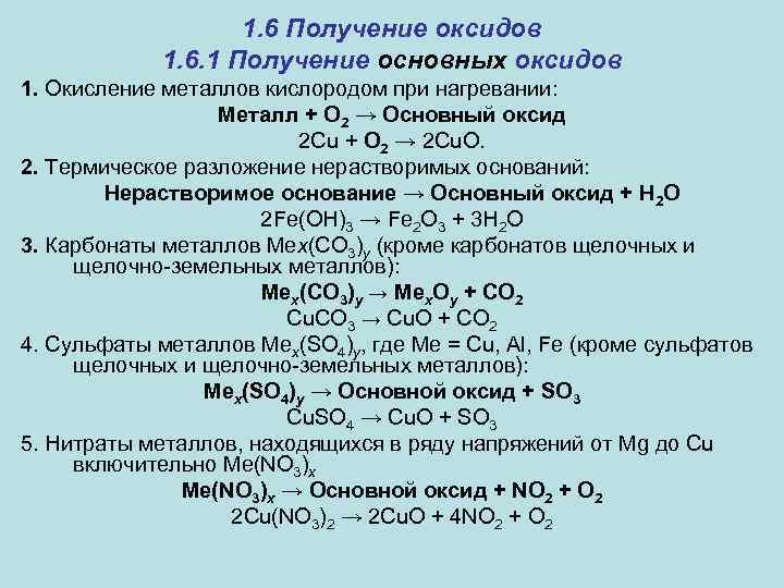 6 реакций получения оксидов