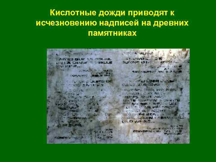 Кислотные дожди приводят к исчезновению надписей на древних памятниках 