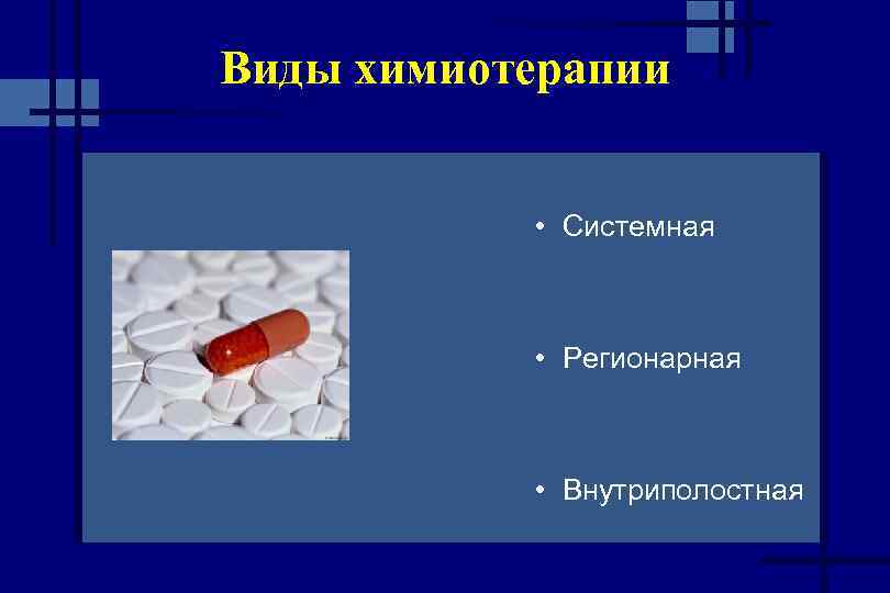 Виды химиотерапии • Системная • Регионарная • Внутриполостная 