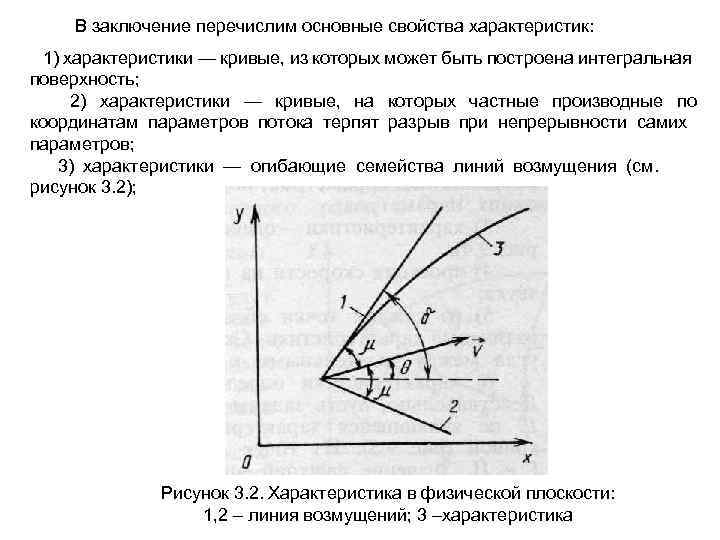  В заключение перечислим основные свойства характеристик: 1) характеристики — кривые, из которых может