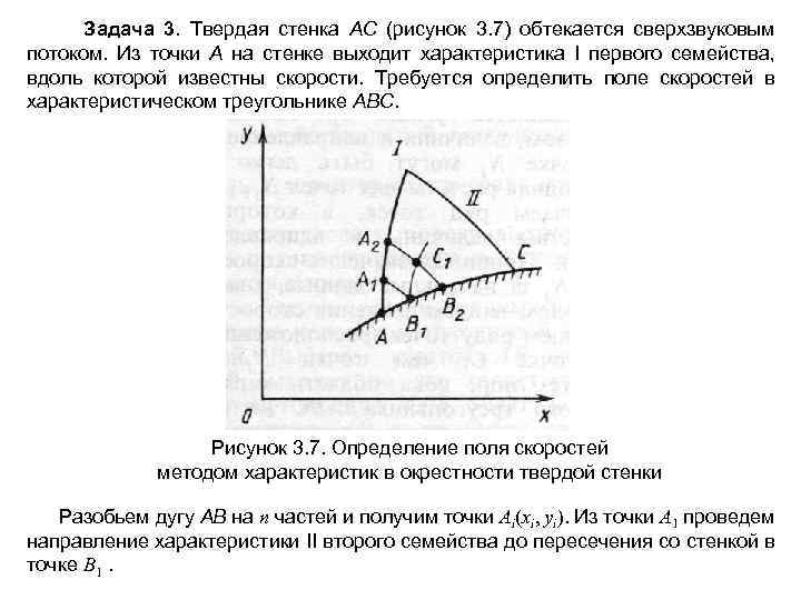  Задача 3. Твердая стенка АС (рисунок 3. 7) обтекается сверхзвуковым потоком. Из точки
