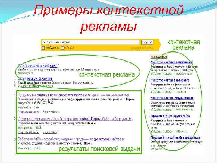 Примеры контекстной рекламы 