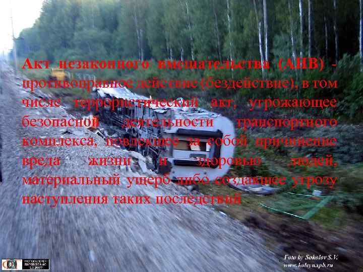 Акт незаконного вмешательства (АНВ) противоправное действие (бездействие), в том числе террористический акт, угрожающее безопасной