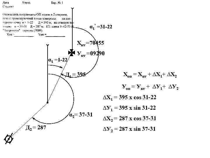  α 1' =31 -22 Хкт =70455 Укт =09290 α 1 =1 -22 Д