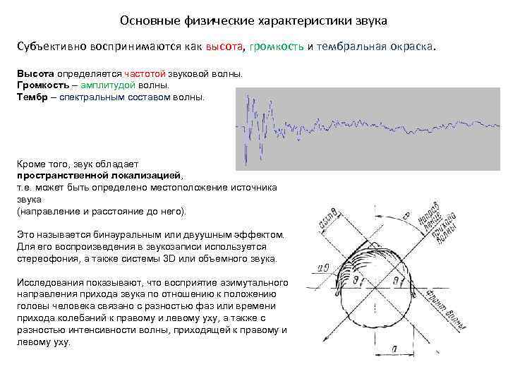 Физическая характеристика громкости. Определение направления звука.