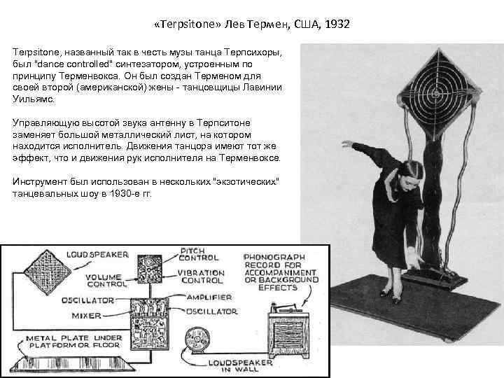  «Terpsitone» Лев Термен, США, 1932 Terpsitone, названный так в честь музы танца Терпсихоры,