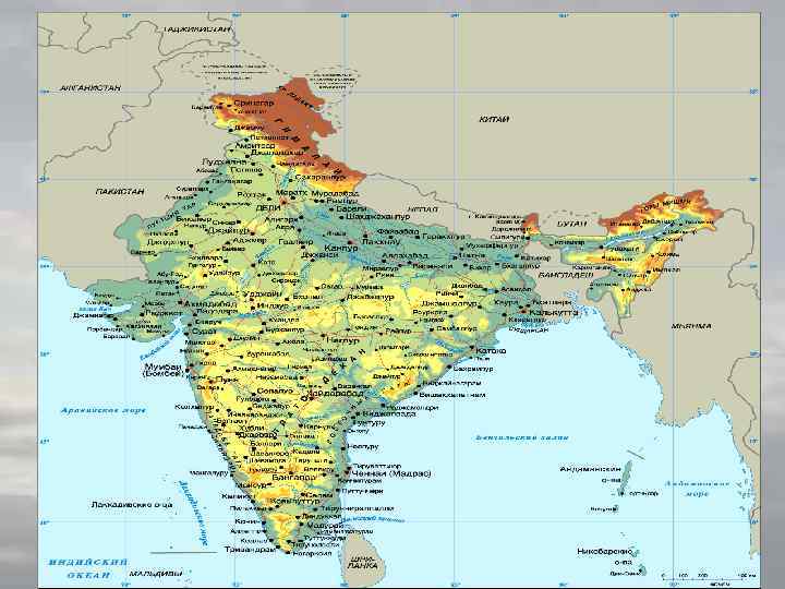 Карта рельефа индии