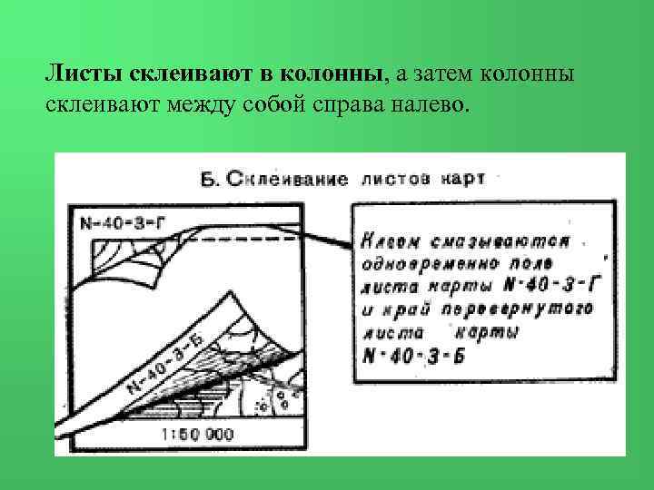  Листы склеивают в колонны, а затем колонны склеивают между собой справа налево. 